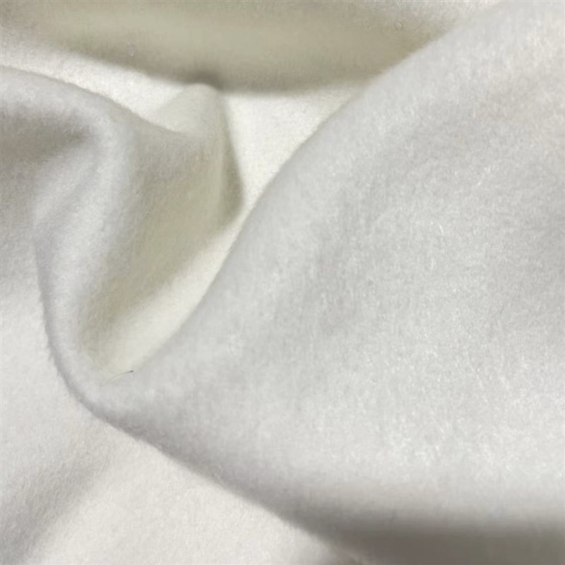 冬季单面羊绒面料白色r系磨毛羊绒布料布头纯色羊毛呢子大衣面料