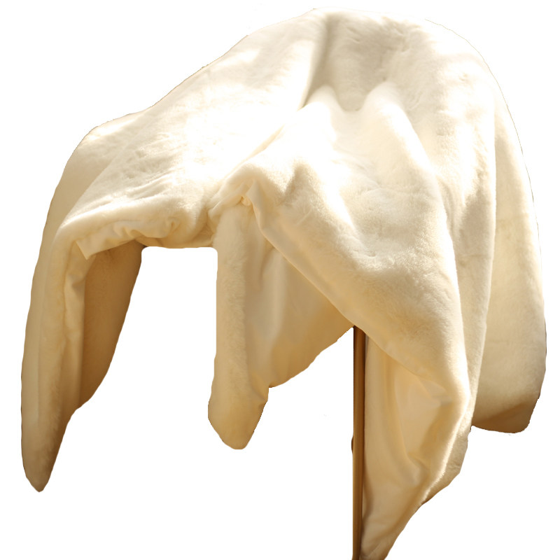 超厚款双层仿兔毛大尺寸沙发毯子白灰粉I色轻奢仿皮草床尾盖毯搭