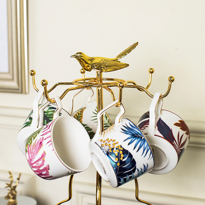 木南黄铜杯碟g收纳架子挂架咖啡杯架轻奢家用客厅餐桌杯子置物架