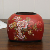 餐桌茶几装 美式 复古陶A瓷抽纸盒 欧式 饰工艺品摆 田园小号纸巾盒