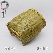 手工精编鱼篓采摘茶o叶篓大竹篮全青皮泥鳅竹编水果筐精品舞蹈道