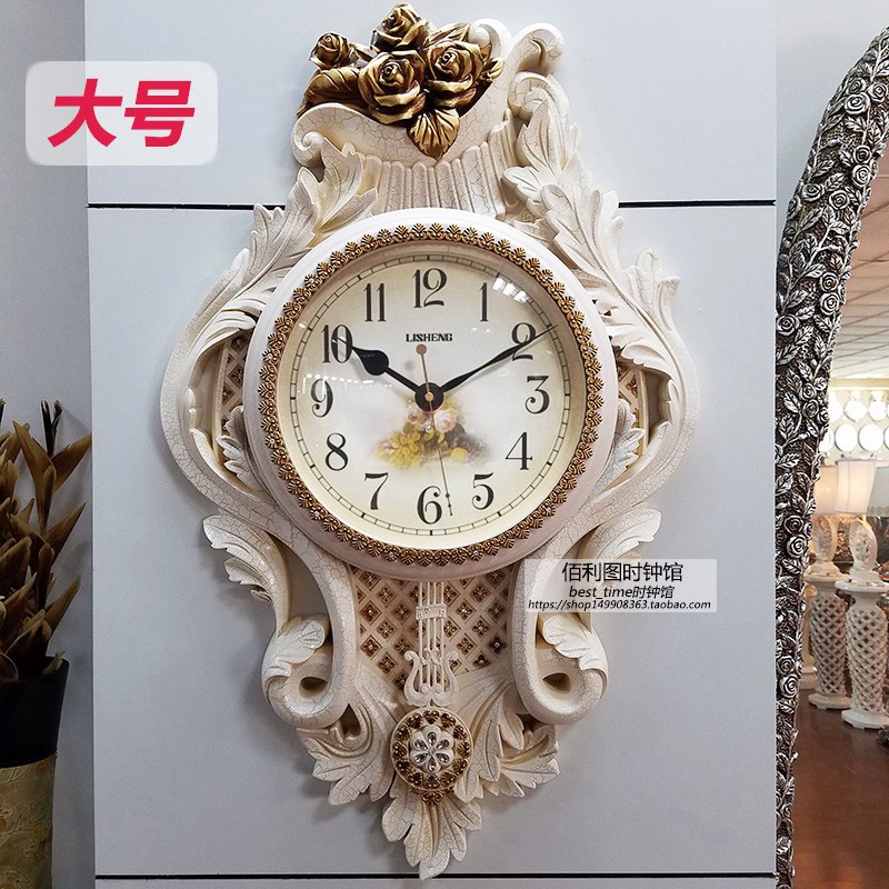 客厅大气b挂钟欧式复古钟表时尚个性豪华墙面装饰静音挂表家用壁