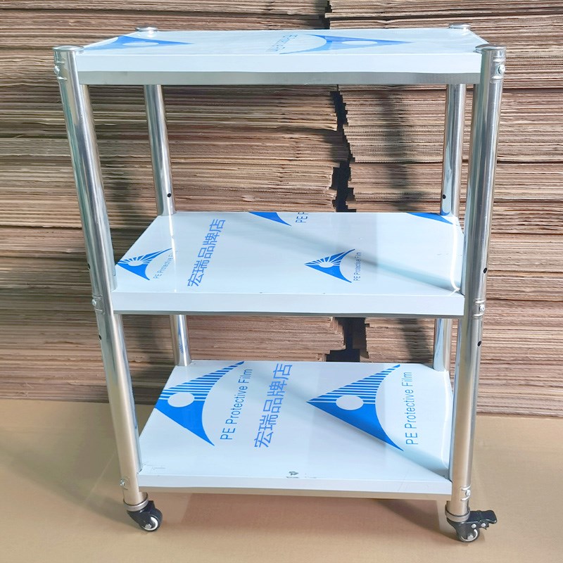 可定做不锈钢带轮子三层置物架可移动厨房收纳落T地多层储物置物