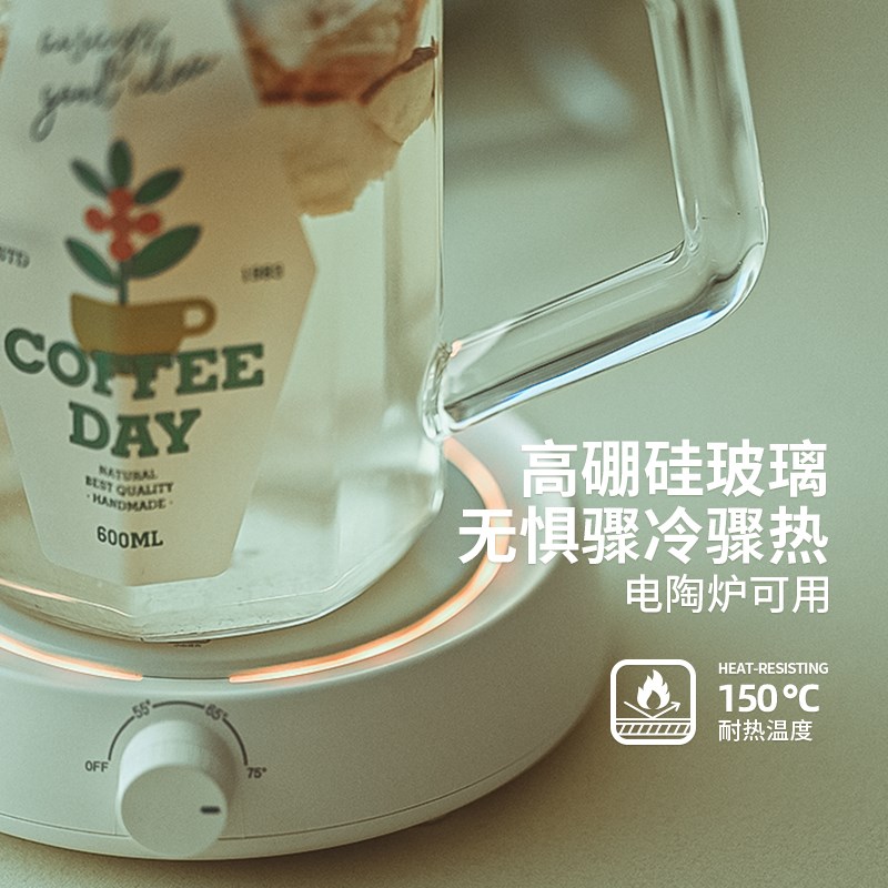 吸管杯高级感小众ins杯子高x颜值家用高硼硅玻璃水杯带把手果汁杯