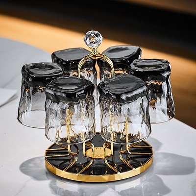 高级感扭扭玻璃杯家用喝水杯家庭杯D子客厅耐高温茶杯待客杯具套