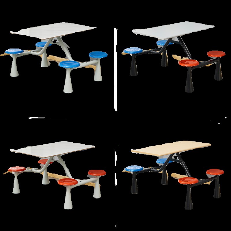 高档食堂餐桌g椅职工公司员工工厂学校四人六人连体岩板餐桌椅组