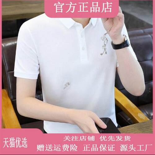 友航轻奢男装夏季新款男士t恤设计感刺绣短袖polo衫痞帅男装半袖