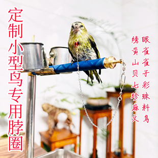 黄雀绣眼七彩文鸟脖套栓鸟不锈钢链子贝子山雀绣眼脖圈小型鸟专用