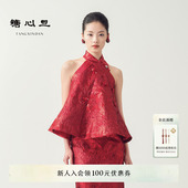 挂脖上衣 红色立体印花无袖 糖心旦TANGXINDAN2026春季 红楹