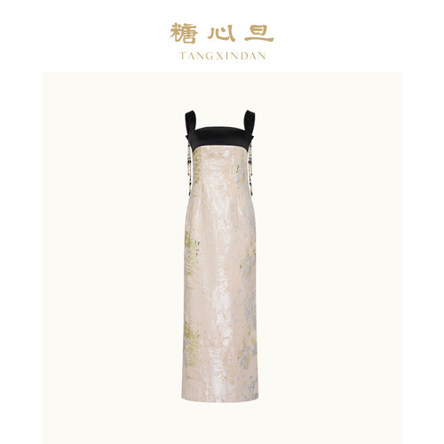 【吴谨言同款】糖心旦TANGXINDAN扶摇 流苏钉珠露背吊带连衣裙