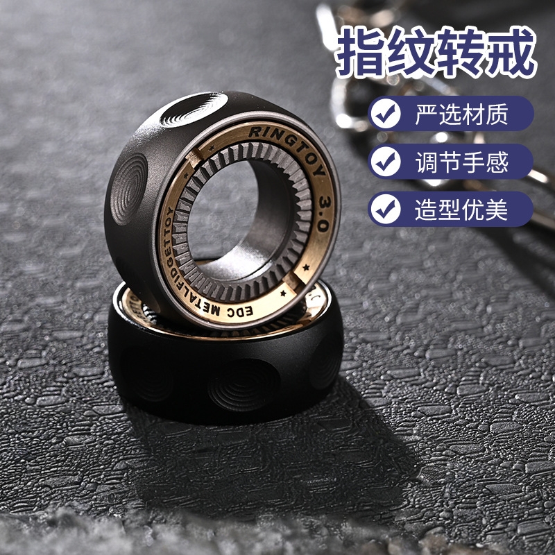 指纹转戒铝合金解压玩具棘轮解压