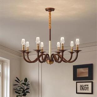 法式中古美式复古客厅吊灯餐厅卧室书房灯具玻璃南洋风主灯木艺灯