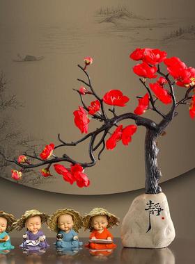 0新款草帽和尚琴棋书画茶桌摆件茶宠配件装饰茶台茶几办公室小摆