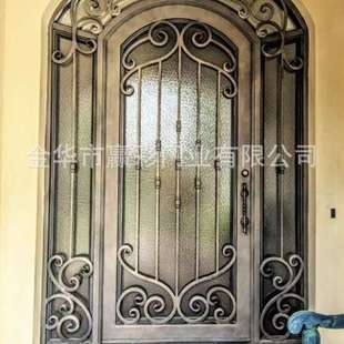 手工锻铁大门铁艺门中空玻璃门玻璃双层钢化活动门欧式入户门