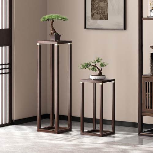 0花架置物架纯实木落地式摆件饰品中式花台底座客厅阳台室内植物