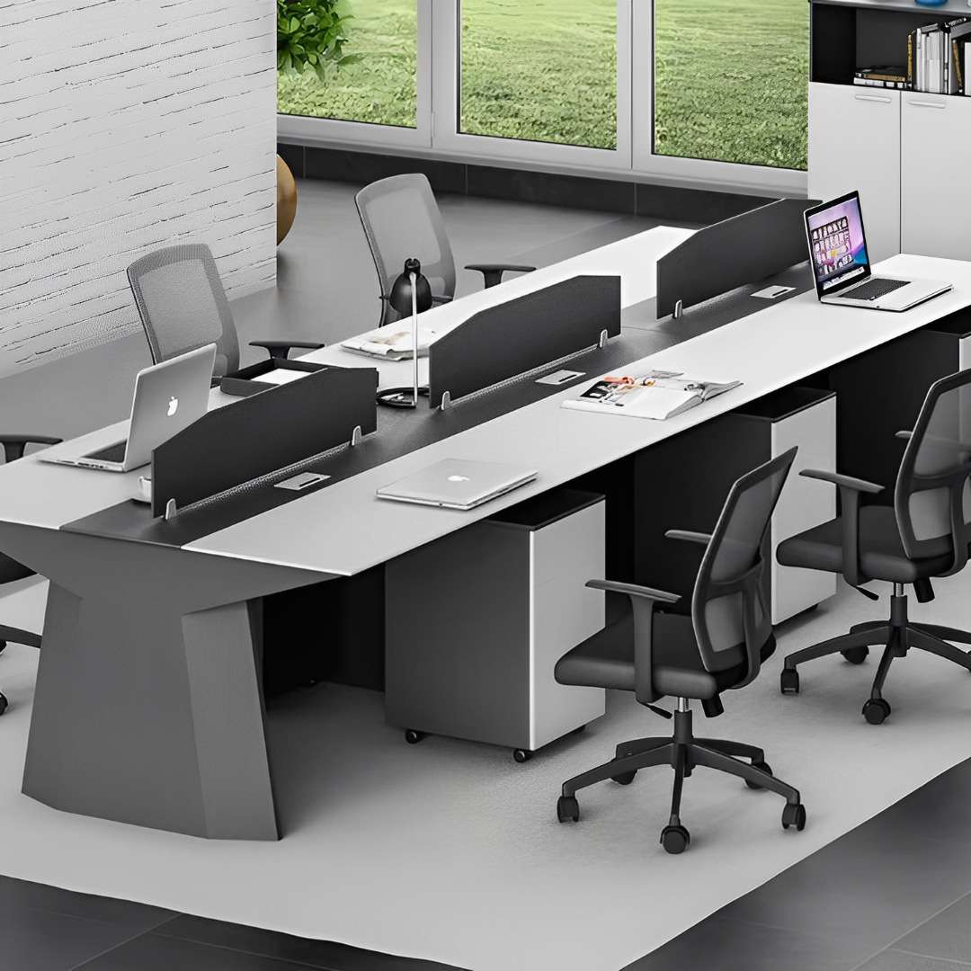 烤漆职员桌现代简约时尚办公室多人员工带屏风办公桌创意款电脑桌