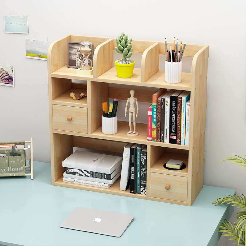 批实木书架桌面收纳置物架简约现代多层带抽屉学生儿童原木落地家,收纳整理,书桌收纳置物架,淘宝优惠券,粉丝福利购,淘宝优惠卷