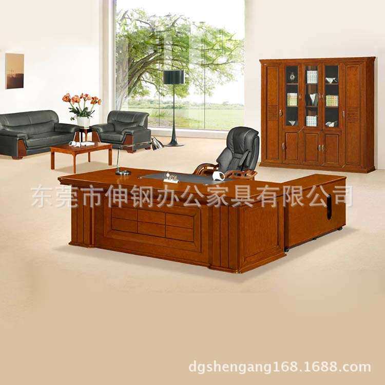 时尚实木大班桌总裁老板行政直边电脑办公台东莞深圳办公家具