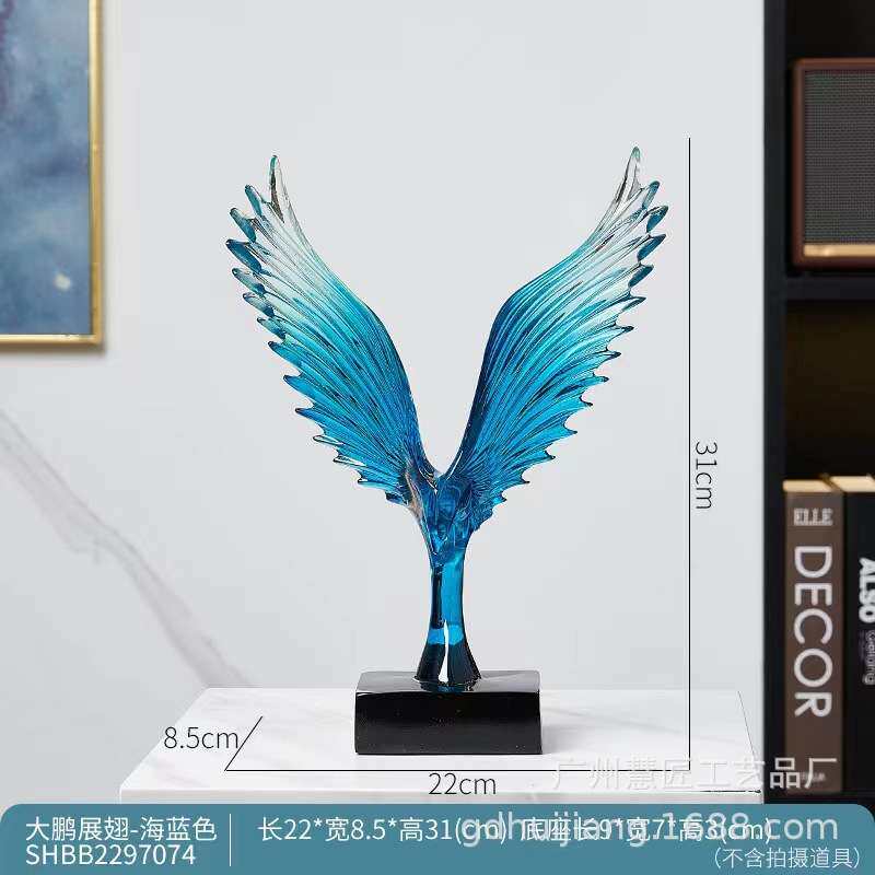 大鹏展翅透明树脂工艺品摆件家居玄关电视柜装饰乔迁送礼高档礼品
