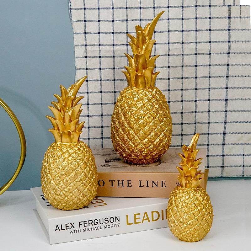 0北欧风创意金色菠萝树脂摆件客厅电视柜桌面装饰家居饰品卧室摆