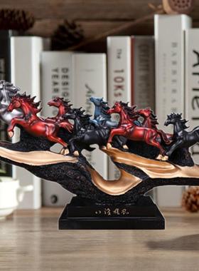 0马摆件工艺品中式客厅酒柜装饰品摆设八骏雄风办公室桌面开业礼
