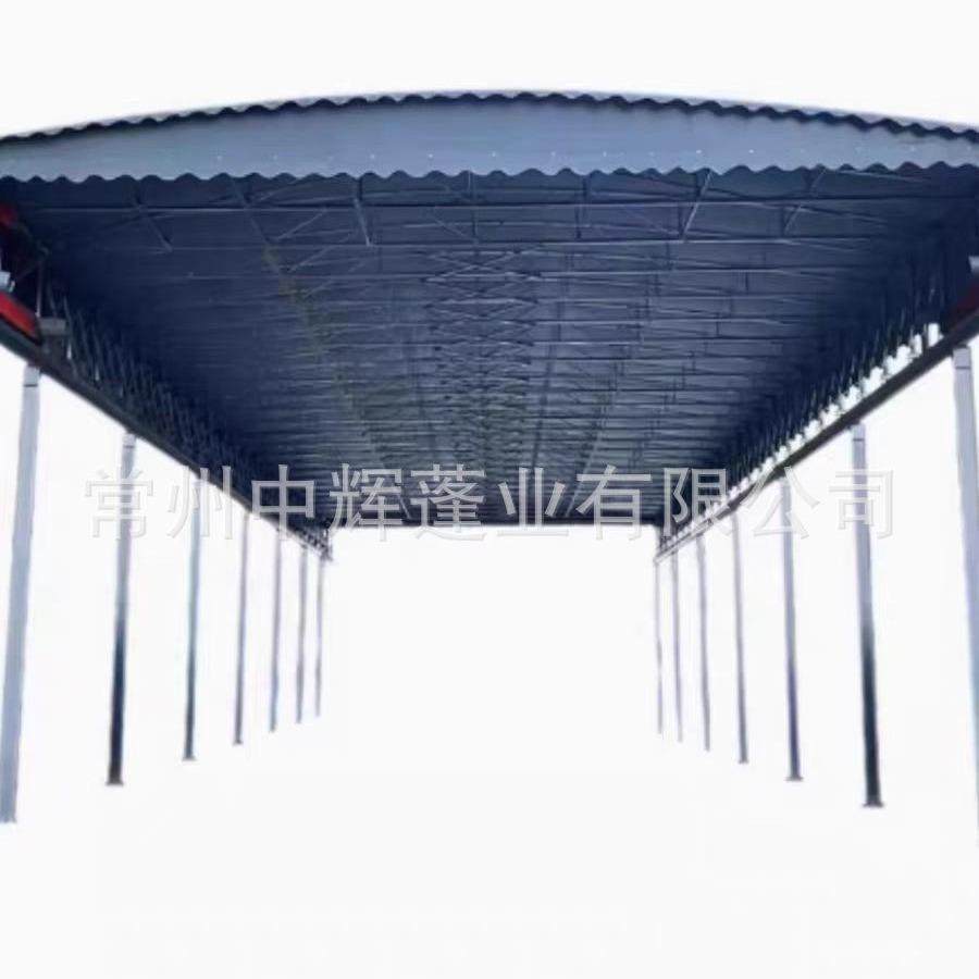 户外篮球场电动推拉雨篷工厂通道伸缩遮阳蓬可移动折叠雨棚