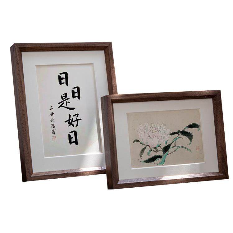 黑胡桃柚01寸木高级卯相框810寸2寸A4A画0框装榫裱洗照片