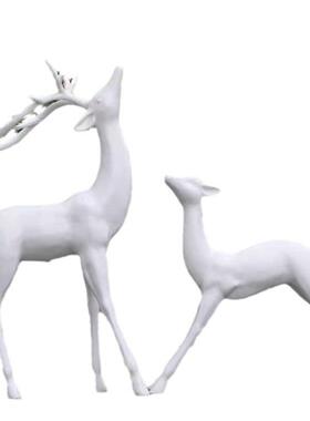 白色林BTM梅花鹿玻璃钢雕户外公园景观抽塑象鹿窗花园草地橱装饰