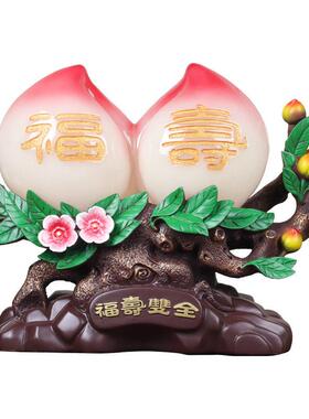 贺寿生日礼物老人长辈祝寿客厅酒柜吉祥摆设装饰品福寿寿桃摆件