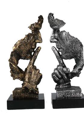 创意客厅北欧艺品摆设沉默是金人雕塑脂190工面艺品术摆件厂家直