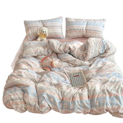 超柔有氧双层WMV纱水洗棉四件小新碎花清被学生宿舍床笠套款三套