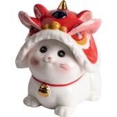 开国潮陶舞狮招猫可爱乔迁家居JZD客厅电瓷视柜店铺前台业礼品财