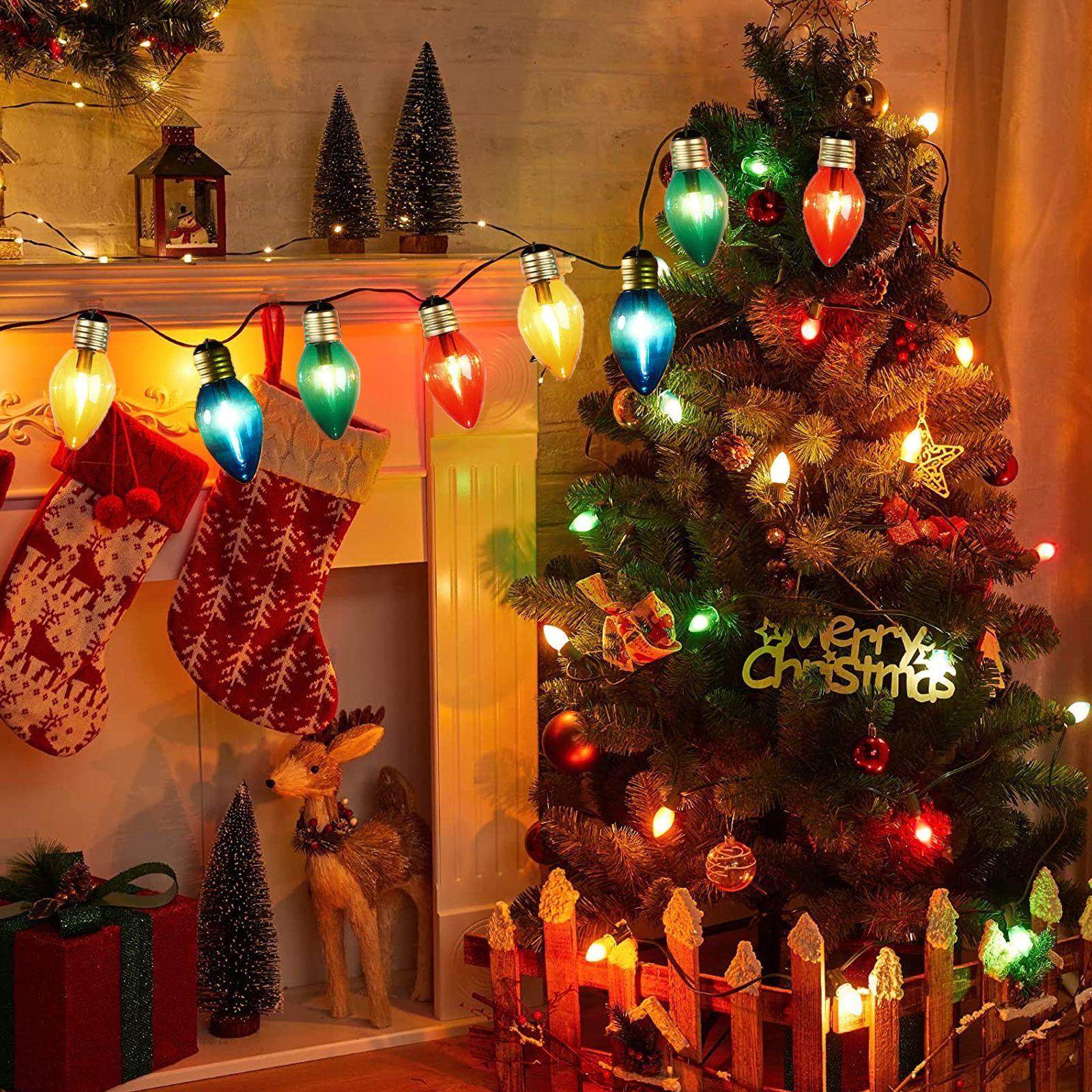 C78灯串钨丝灯圣诞节日室外饰品塑胶装饰灯树灯卡通圣诞灯饰