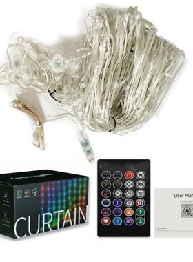 厂家直彩供AP控P制幻RGB春节圣诞节控智能窗LJZ帘装饰灯d遥iy文字