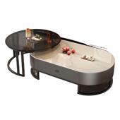 小户型家用厅轻奢现代2024年网红客HLX茶几新约款 公寓圆简形岩板