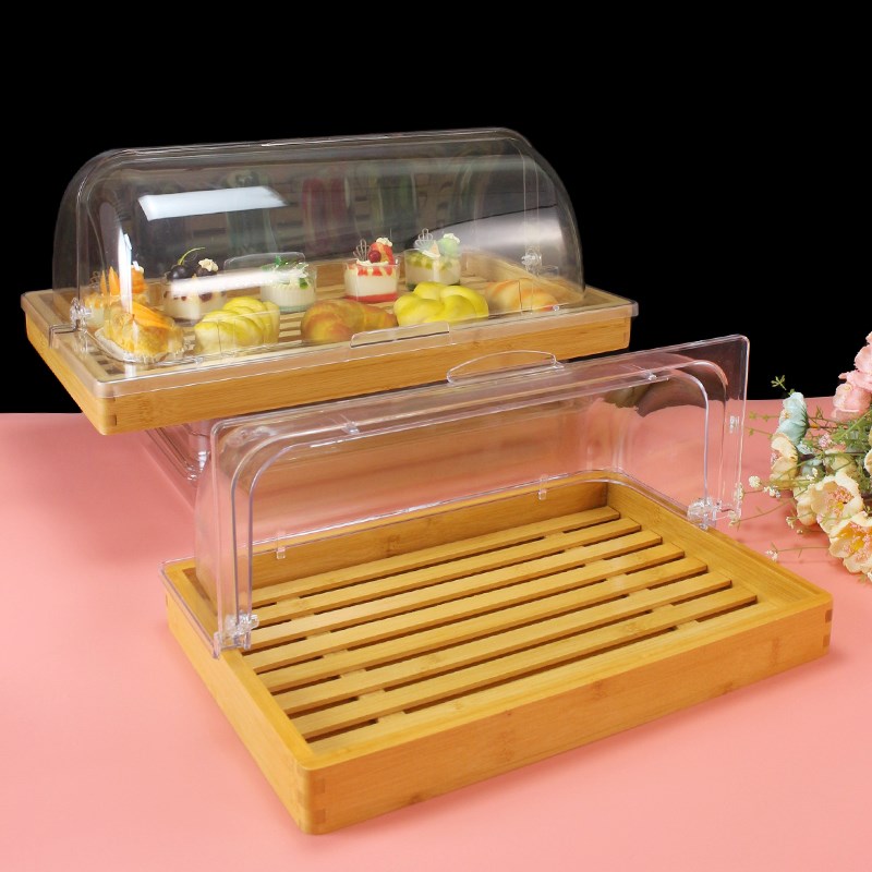 长方形蛋糕托盘防尘罩实木烘焙糕点展示柜甜品台翻盖X点心面包寿