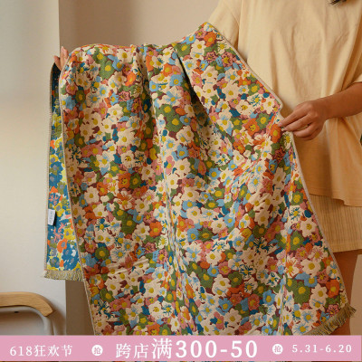 碎花纱布浴巾女纯棉复古家用裹巾新款InsR风全棉洗澡大毛巾