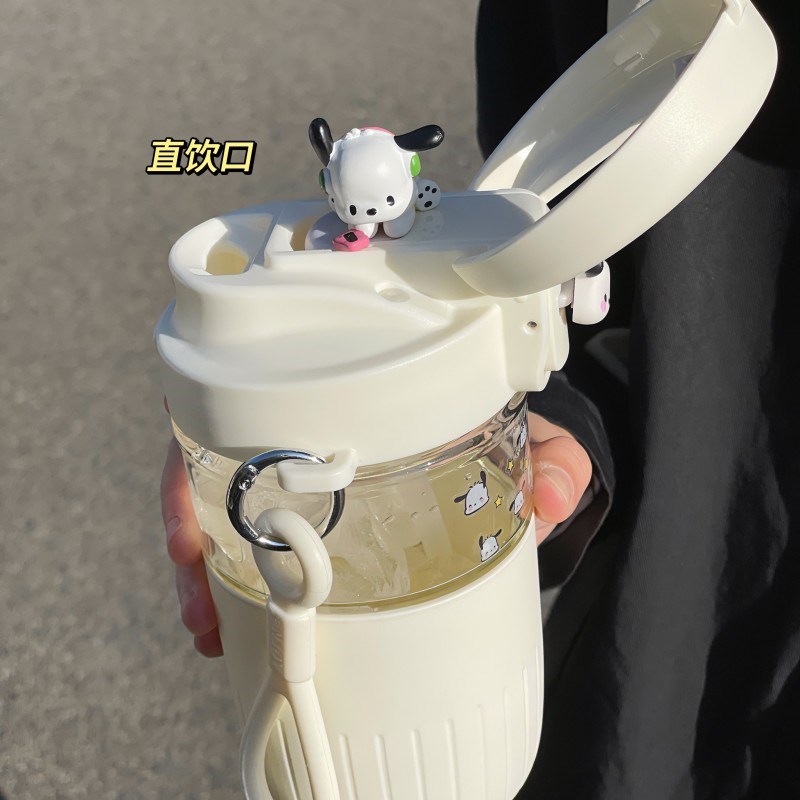 吸管玻璃杯耐高温防烫高颜v值双饮男女生办公室泡茶学生可爱水杯