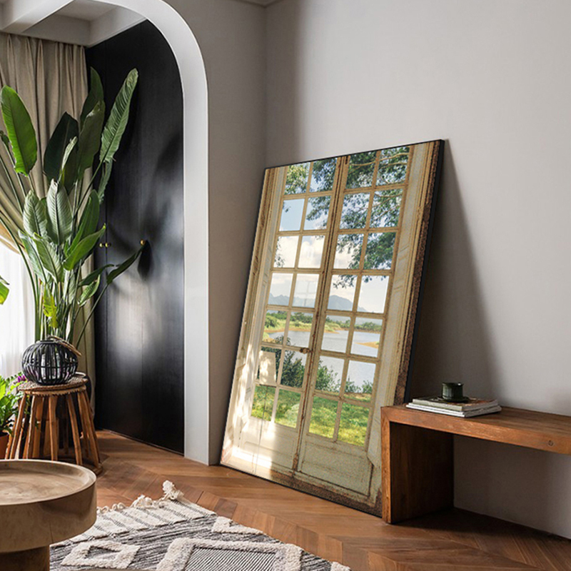 法式窗外风景小清新装饰画ins风C桌面复古温馨民宿卧室床头柜挂画