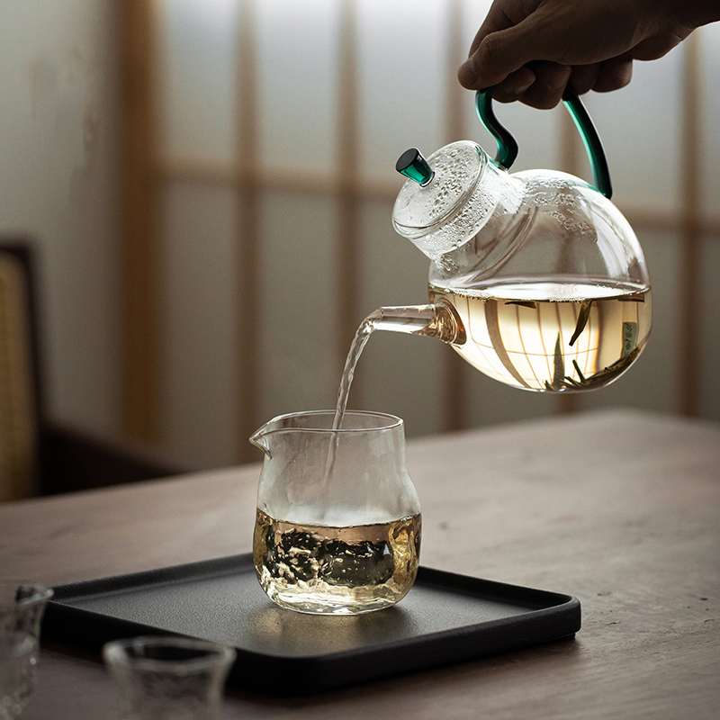仿宋耐热玻璃壶泡k绿茶专用茶具一人小茶壶执壶家用泡茶器茶杯套