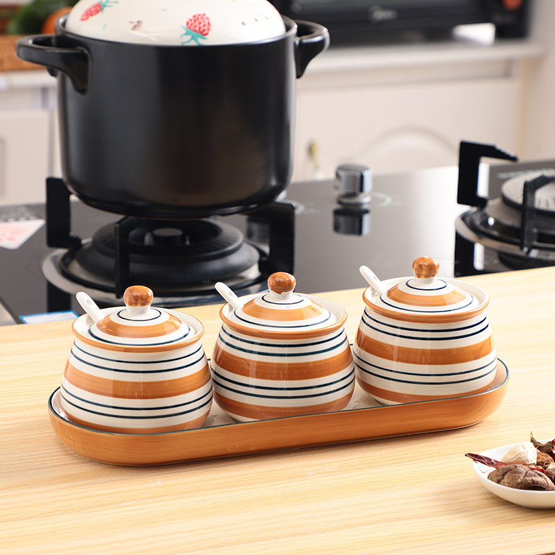 日式调料瓶陶瓷调味罐家t用调料盒套装厨房油盐罐子辣椒油罐三件,厨房/烹饪用具,调味瓶罐/调料研磨器,淘宝优惠券,粉丝福利购,淘宝优惠卷