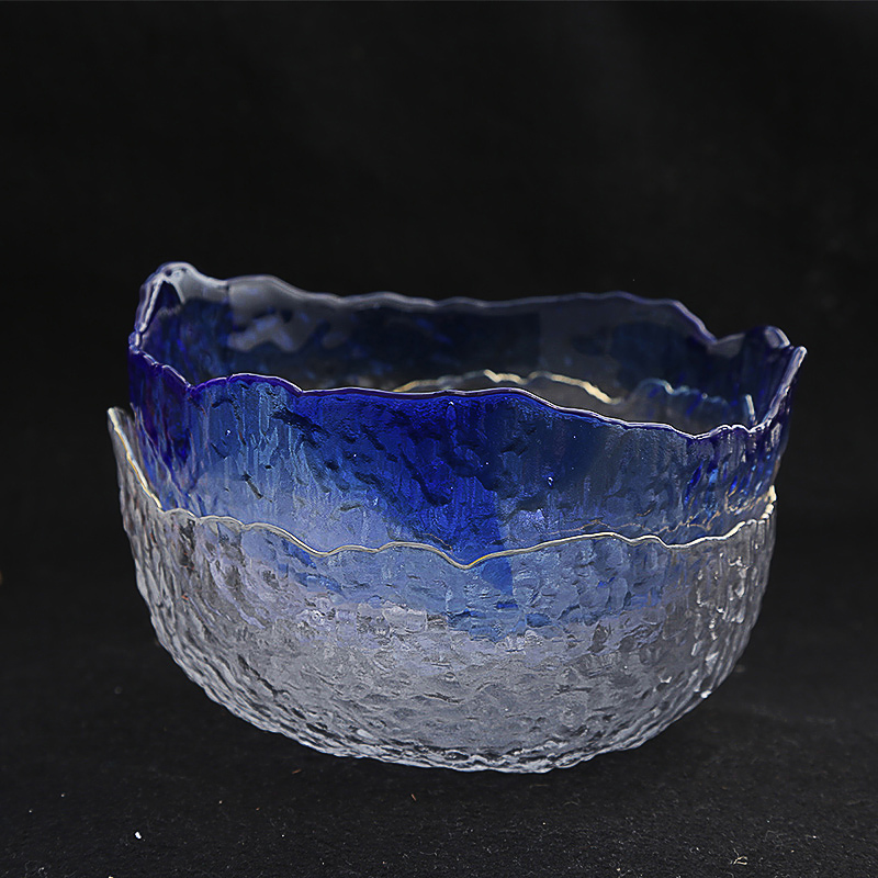 包邮大号日式玻璃碗创意蔬菜碗描金水果盘沙拉Q碗汤碗甜品碗水果