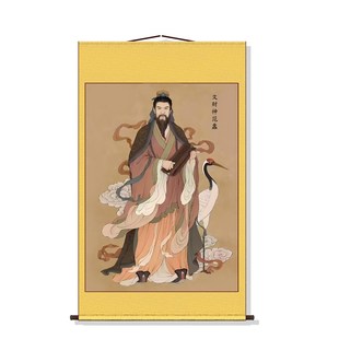 文财神范蠡画g像客厅书房玄关挂画装饰字画走廊沙发背景墙画丝绸