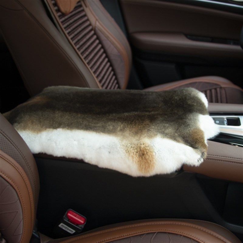 獭兔兔毛汽车扶手箱垫真獭兔皮中央扶G手储物箱套车内手扶箱装饰