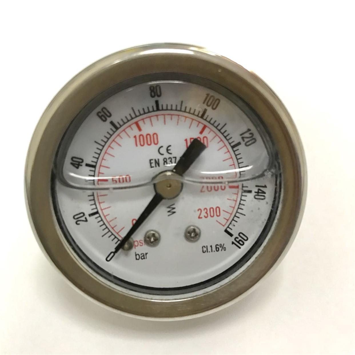 160bar 2300psi 轴向充油表 耐震压力表 直径40-47mm 螺纹PT1/4