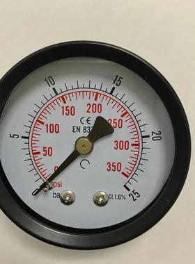 轴向压力表 25bar 350psi 直径52mm 螺纹ZG1/8 Y-52z 背接式接口