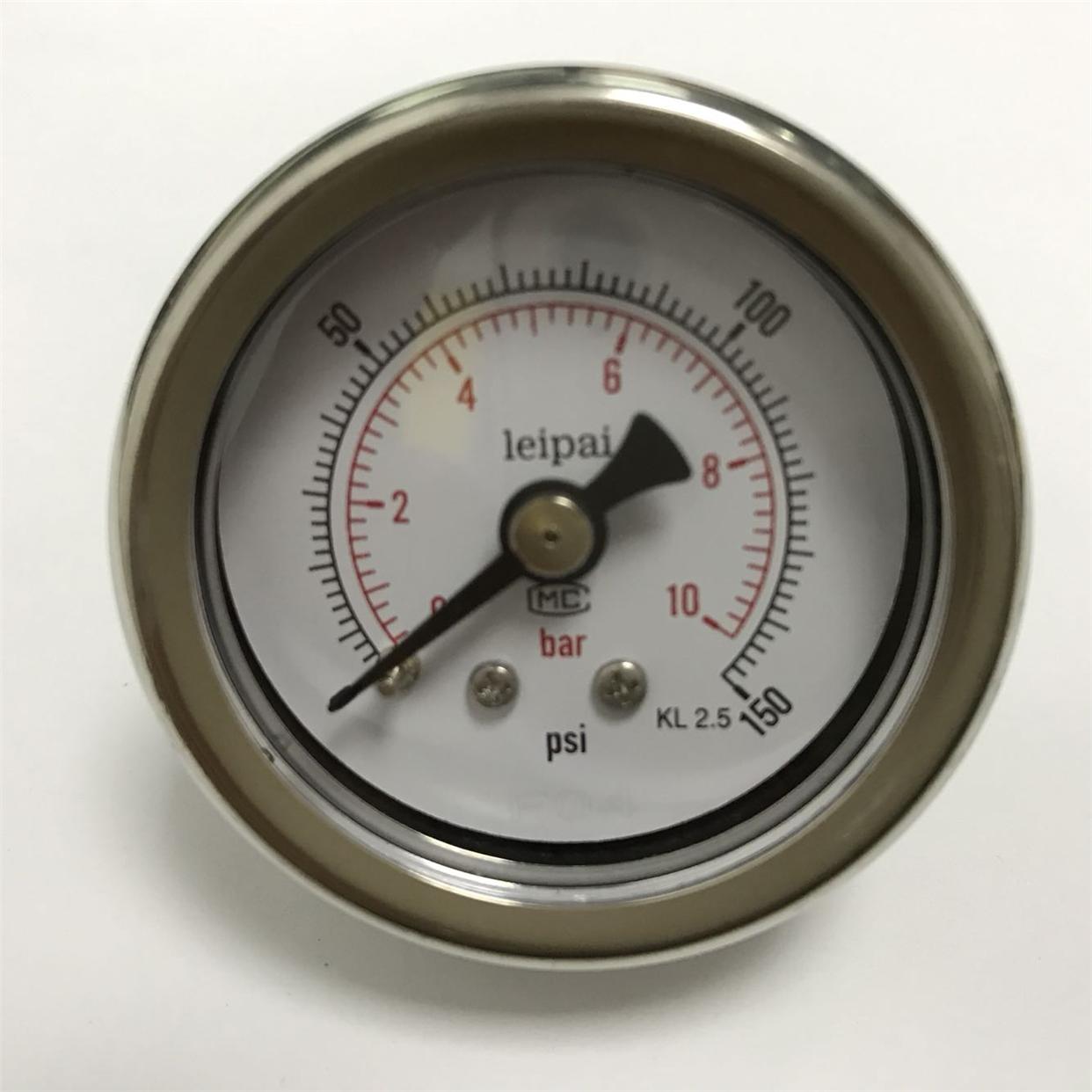 轴向无边 不锈钢压力表 10bar 150psi PT1/8 ZG1/8 直径40mm 无油