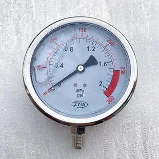压力表定制 100mm 压力2mpa 300psi 充油防震 立式径向不锈钢壳