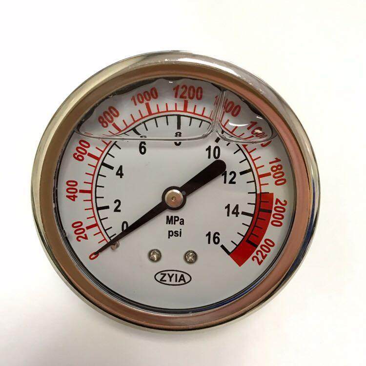 0-2200psi 0-16mpa 轴向充油压力表 直径前壳68mm 后壳61mm PT1/4