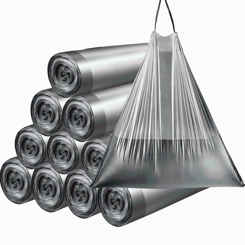 佳曼拉绳垃圾袋 家用断点式自动收口垃圾袋 P加厚塑料手提银钢袋